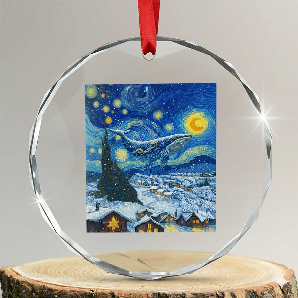 Whale Christmas Crystal Glass Ornament Stary Night Van Gogh Christmas TS14 Transparent Glass 3'' Circle Print Your Wear