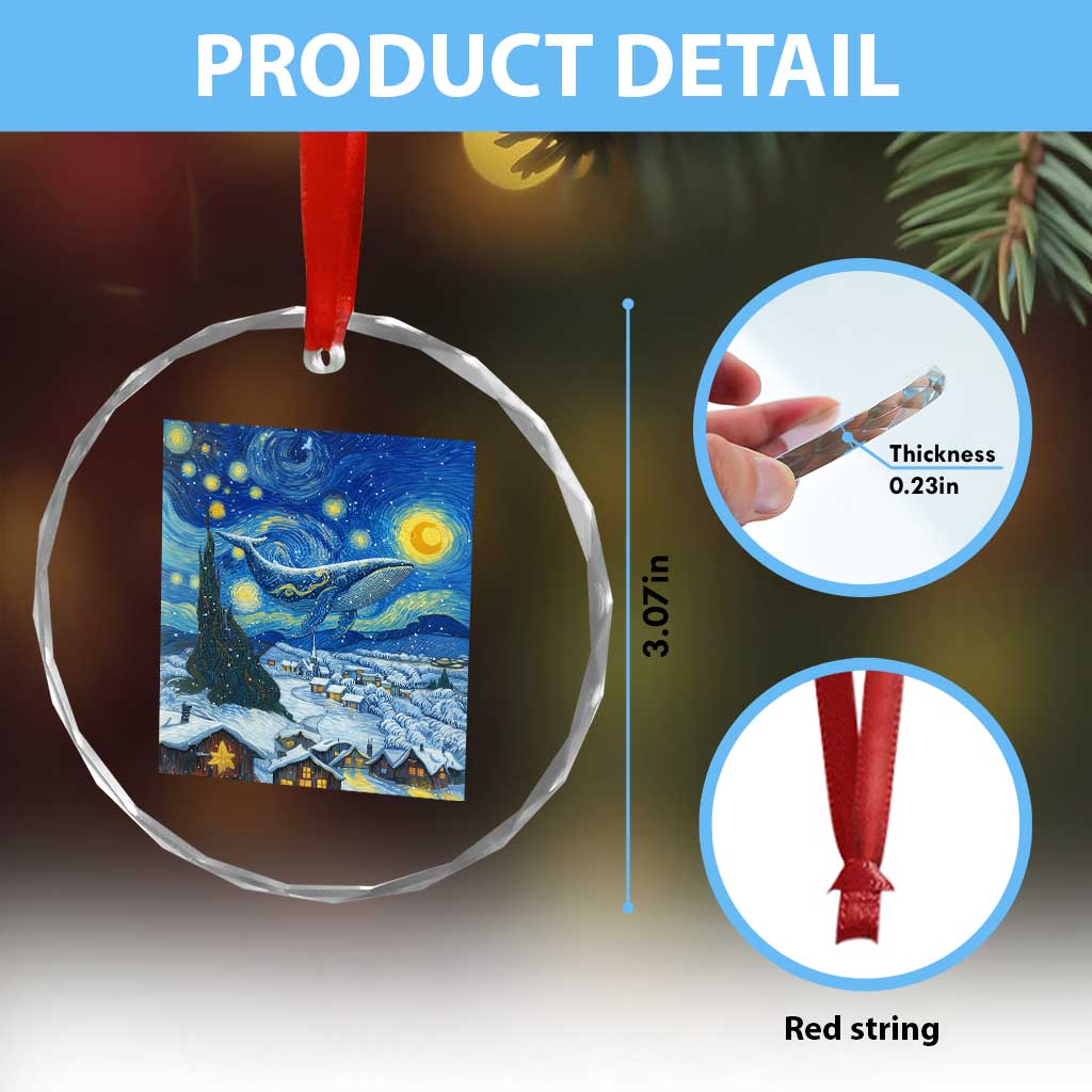 Whale Christmas Crystal Glass Ornament Stary Night Van Gogh Christmas TS14 Print Your Wear