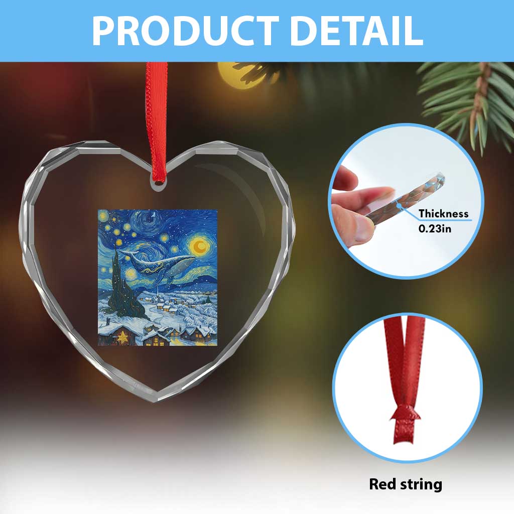 Whale Christmas Heart Crystal Glass Ornament Stary Night Van Gogh Christmas TS14 Print Your Wear