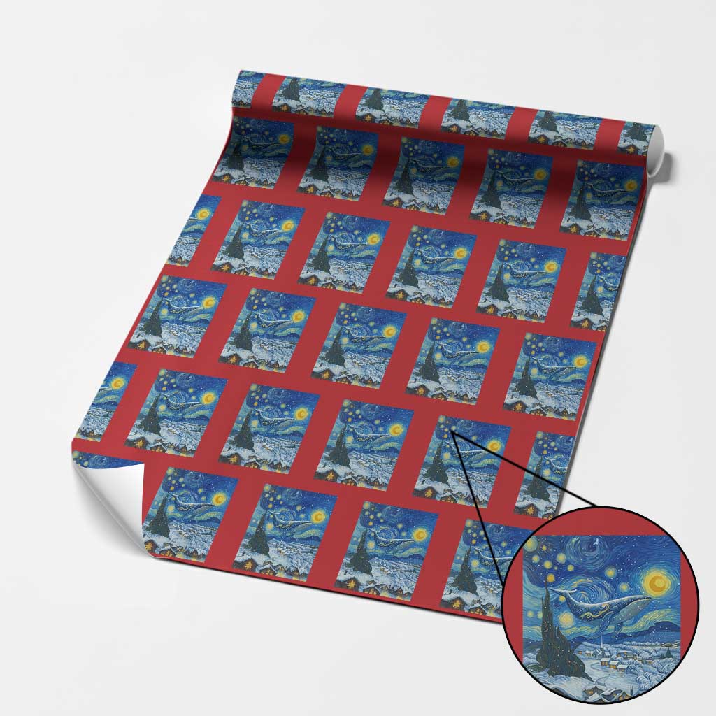 Whale Christmas Wrapping Paper Roll Stary Night Van Gogh Christmas TS14 Red Print Your Wear