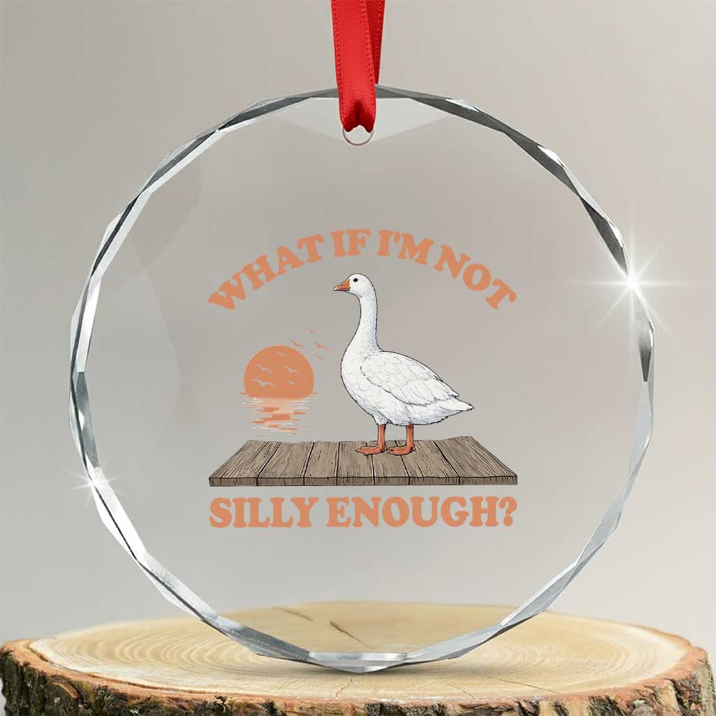 What If I'm Not Silly Enough Funny Silly Goose Crystal Glass Ornament TS11 Transparent Glass 3'' Circle Print Your Wear