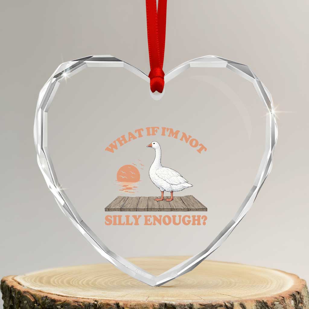 What If I'm Not Silly Enough Funny Silly Goose Heart Crystal Glass Ornament TS11 Transparent Glass 3'' Heart Print Your Wear