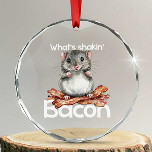 What is Shakin Bacon Funny Mouse Crystal Glass Ornament Pun Animal Humor TS02 Transparent Glass 3'' Circle Print Your Wear