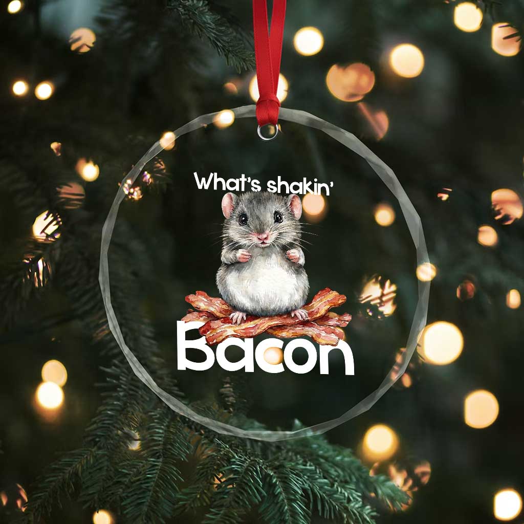What is Shakin Bacon Funny Mouse Crystal Glass Ornament Pun Animal Humor TS02 Print Your Wear
