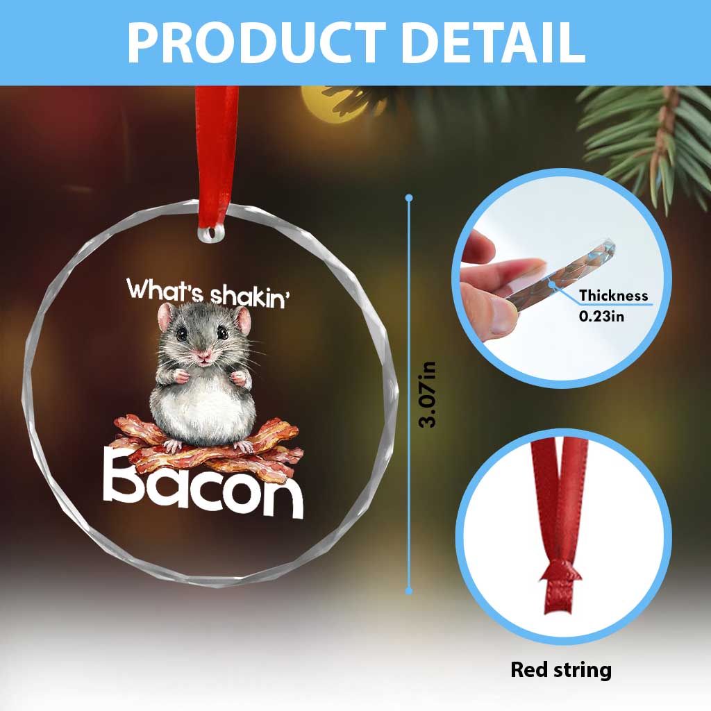 What is Shakin Bacon Funny Mouse Crystal Glass Ornament Pun Animal Humor TS02 Print Your Wear