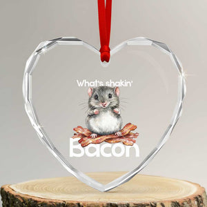 What is Shakin Bacon Funny Mouse Heart Crystal Glass Ornament Pun Animal Humor TS02 Transparent Glass 3'' Heart Print Your Wear