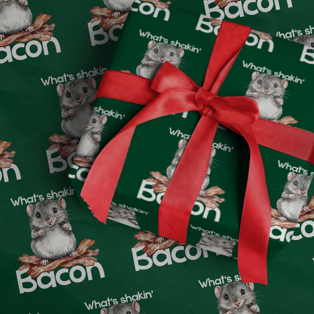 What is Shakin Bacon Funny Mouse Wrapping Paper Roll Pun Animal Humor TS02 Green Print Your Wear