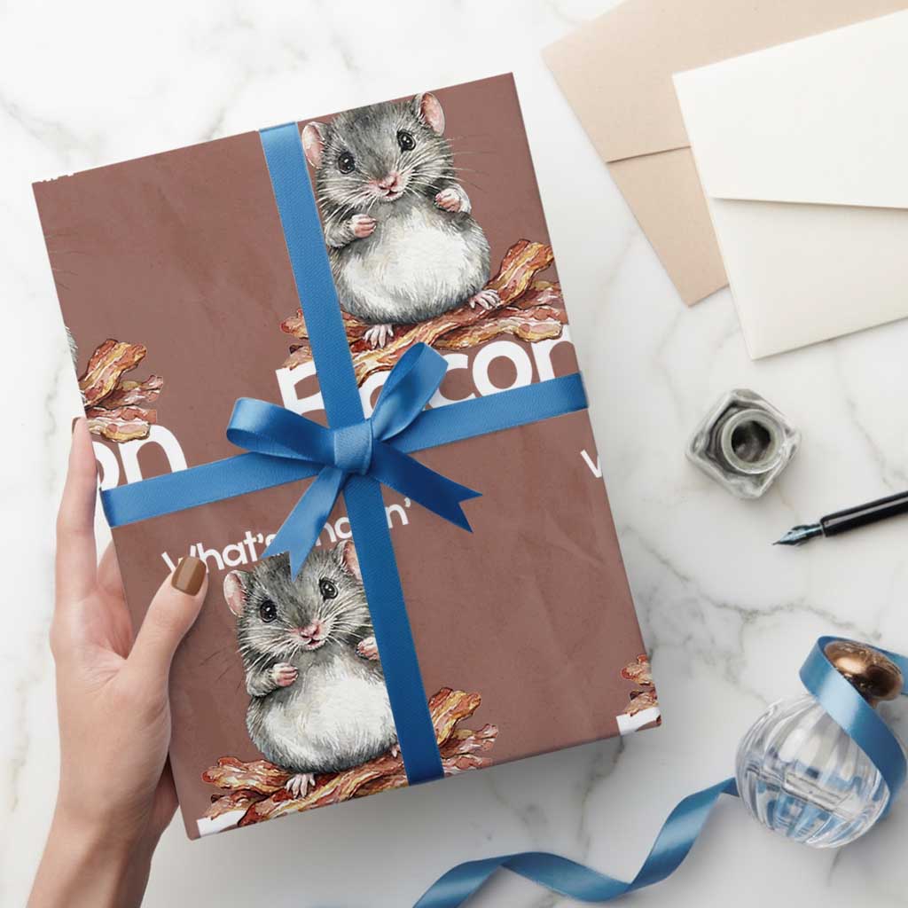 What is Shakin Bacon Funny Mouse Wrapping Paper Roll Pun Animal Humor TS02 Mocha Print Your Wear
