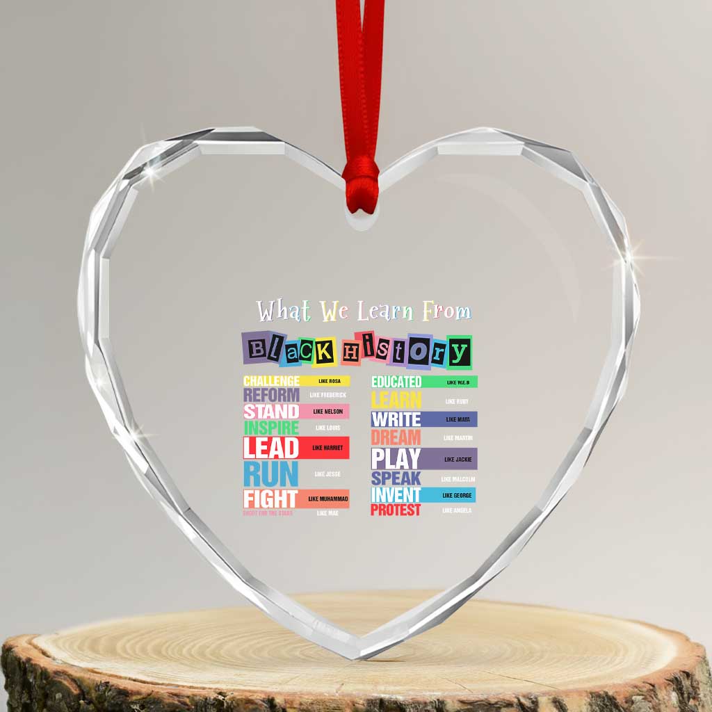 What We Learn From Black History Heart Crystal Glass Ornament African American Pride TS11 Transparent Glass 3'' Heart Print Your Wear