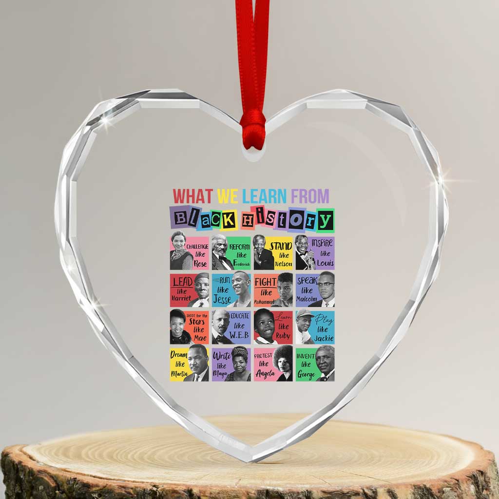What We Learn From Black History Heart Crystal Glass Ornament Black Civil Rights Leaders TS02 Transparent Glass 3'' Heart Print Your Wear