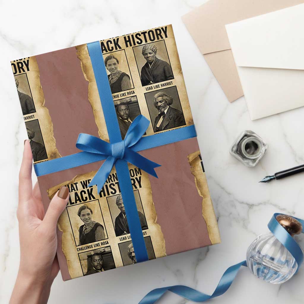 What We Learn From Black History Wrapping Paper Roll Vintage African American Leaders TS12 Mocha Print Your Wear