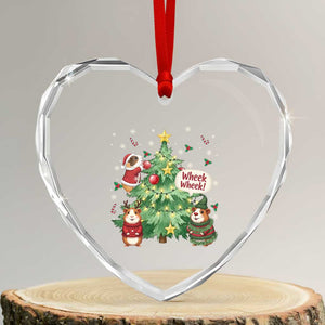 Wheek Wheek Guinea Pig Christmas Outfit Heart Crystal Glass Ornament Cavy Lover Gift TS12 Transparent Glass 3'' Heart Print Your Wear