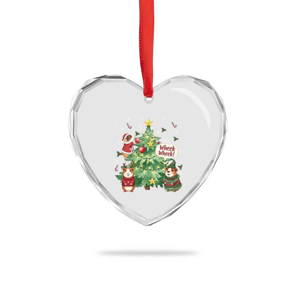 Wheek Wheek Guinea Pig Christmas Outfit Heart Crystal Glass Ornament Cavy Lover Gift TS12 Print Your Wear