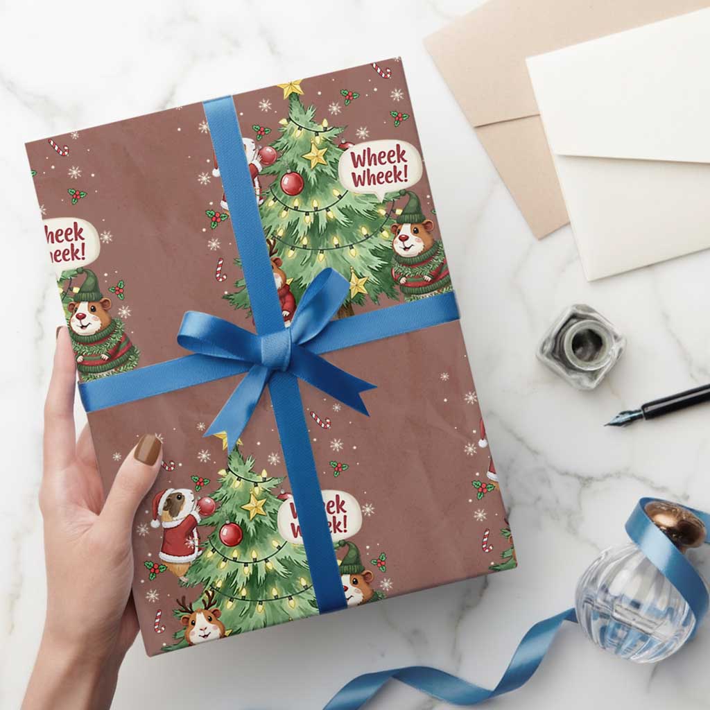 Wheek Wheek Guinea Pig Christmas Outfit Wrapping Paper Roll Cavy Lover Gift TS12 Mocha Print Your Wear