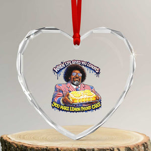 When Life Gives You Lemons Make Lemon Pound Cake Funny Meme Heart Crystal Glass Ornament Viral Hip Hop Humor Parody for Rap Fans TS02 Transparent Glass 3'' Heart Print Your Wear