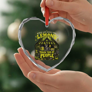 When Life Gives You Lemons Throw Them At People Heart Crystal Glass Ornament Funny Skeleton Halloween Gothic Lemonade Graphic