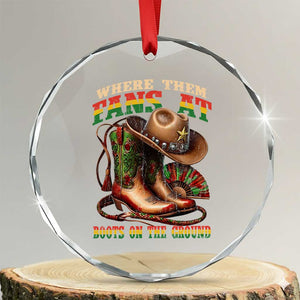 Where Them Fans At Boots On The Ground Crystal Glass Ornament Black Cowgirl Western Pride TS10 Transparent Glass 3'' Circle Print Your Wear