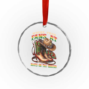 Where Them Fans At Boots On The Ground Crystal Glass Ornament Black Cowgirl Western Pride TS10 Print Your Wear