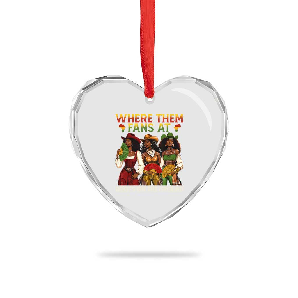 Where Them Fans At Boots On The Ground Heart Crystal Glass Ornament Black African American Cowgirl Western Country Rodeo TS10 Print Your Wear