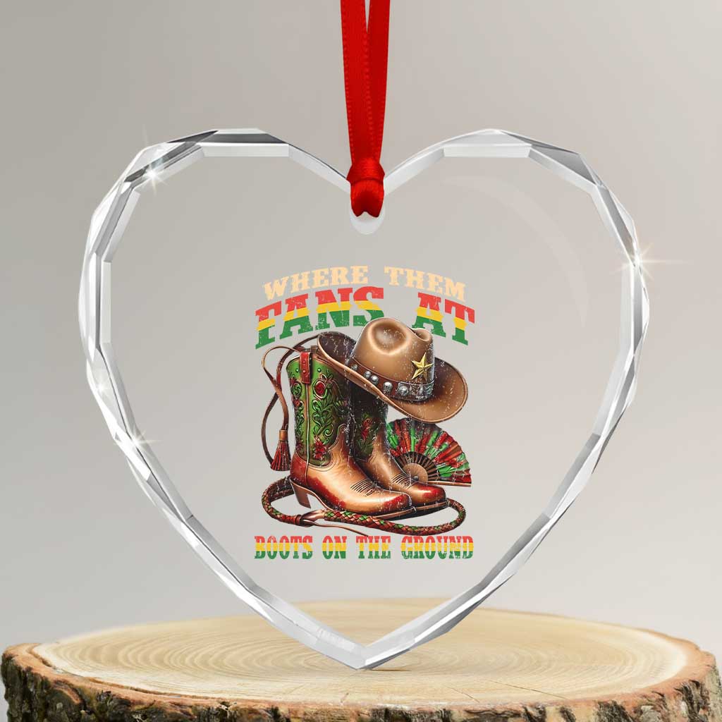 Where Them Fans At Boots On The Ground Heart Crystal Glass Ornament Black Cowgirl Western Pride TS10 Transparent Glass 3'' Heart Print Your Wear