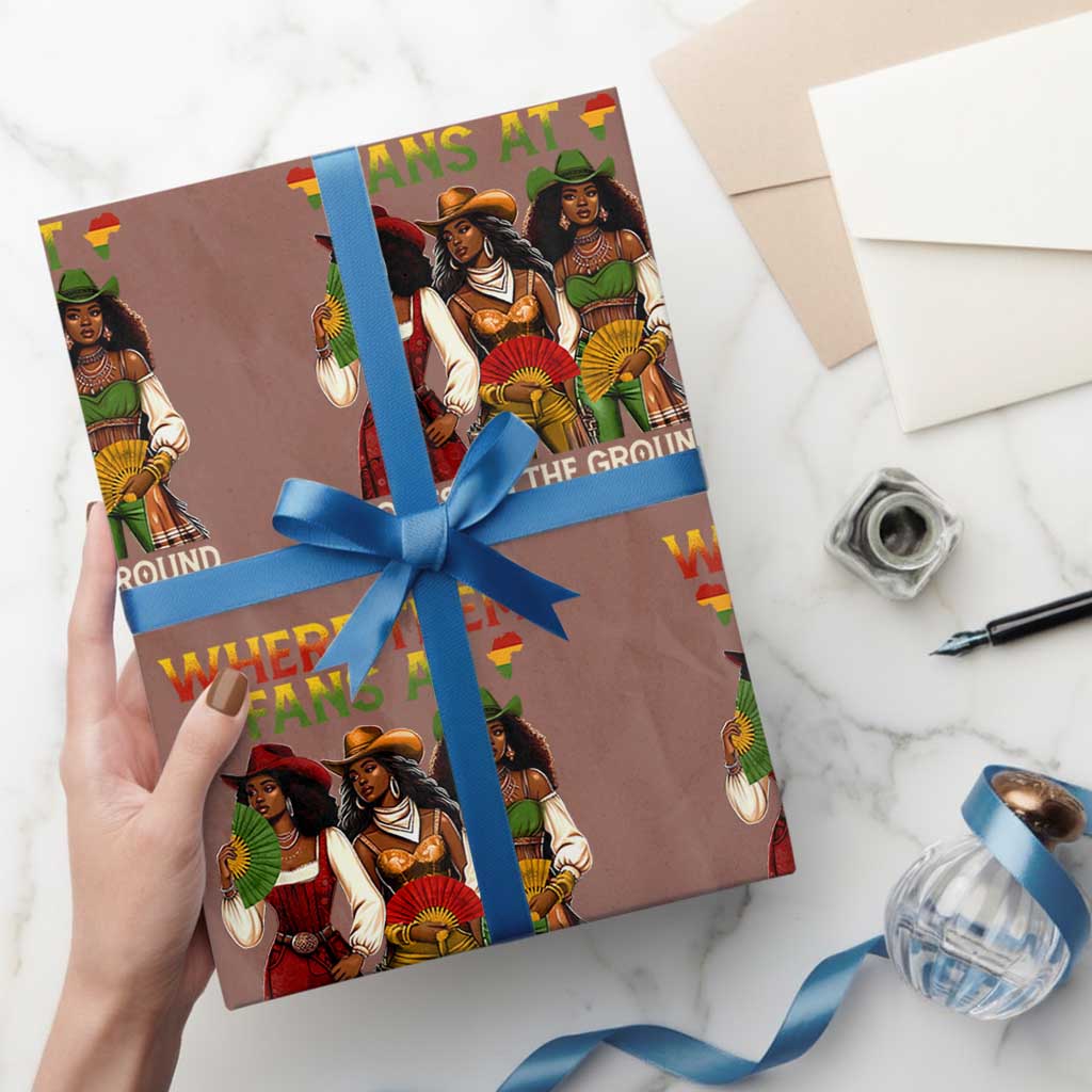 Where Them Fans At Boots On The Ground Wrapping Paper Roll Black African American Cowgirl Western Country Rodeo TS10 Mocha Print Your Wear