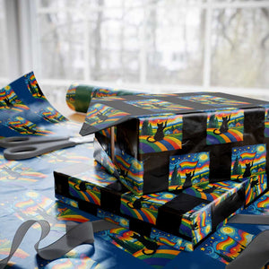 Whimsical Black Cat Pride Flag Wrapping Paper Roll Colorful LGBTQ Rainbow TS02 Black Print Your Wear