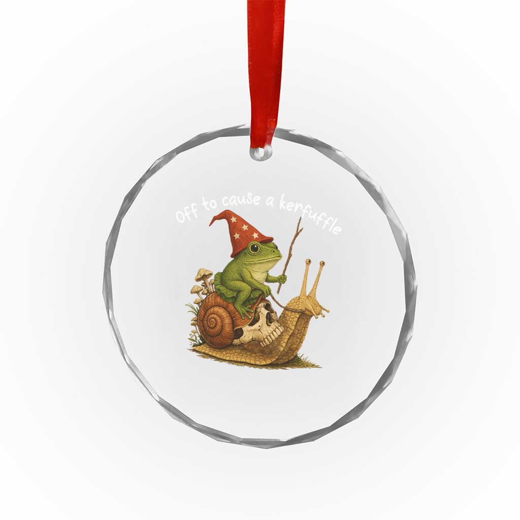 Whimsical Frog Wizard Meme Crystal Glass Ornament Off to Cause A Kerfuffle TS10 Print Your Wear