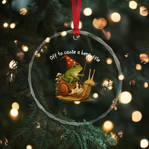 Whimsical Frog Wizard Meme Crystal Glass Ornament Off to Cause A Kerfuffle TS10 Print Your Wear