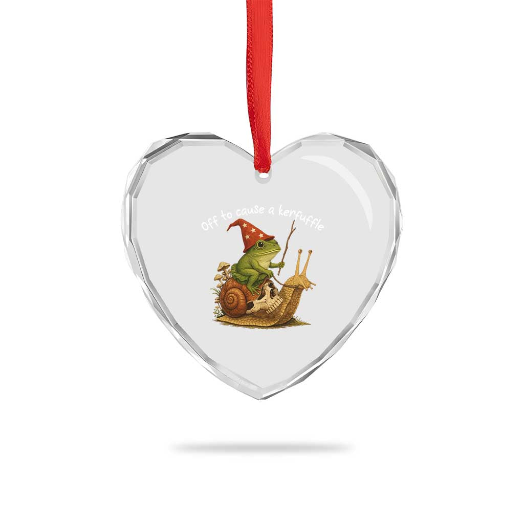 Whimsical Frog Wizard Meme Heart Crystal Glass Ornament Off to Cause A Kerfuffle TS10 Print Your Wear