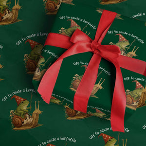 Whimsical Frog Wizard Meme Wrapping Paper Roll Off to Cause A Kerfuffle TS10 Green Print Your Wear