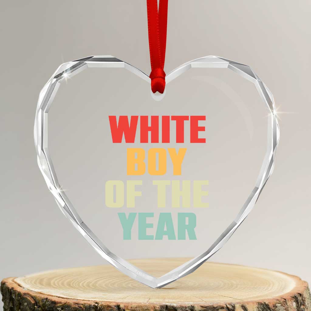 White Boy Of The Year Heart Crystal Glass Ornament Funny Statement TS14 Transparent Glass 3'' Heart Print Your Wear