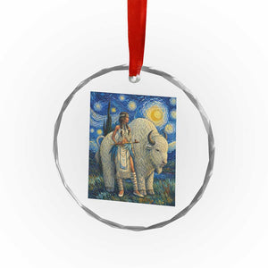 White Buffalo Woman Crystal Glass Ornament North American Native Legends Starry Night Inspired Art