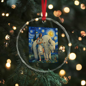 White Buffalo Woman Crystal Glass Ornament North American Native Legends Starry Night Inspired Art