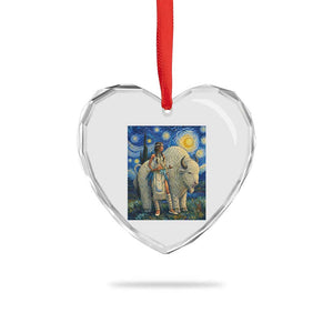 White Buffalo Woman Heart Crystal Glass Ornament North American Native Legends Starry Night Inspired Art