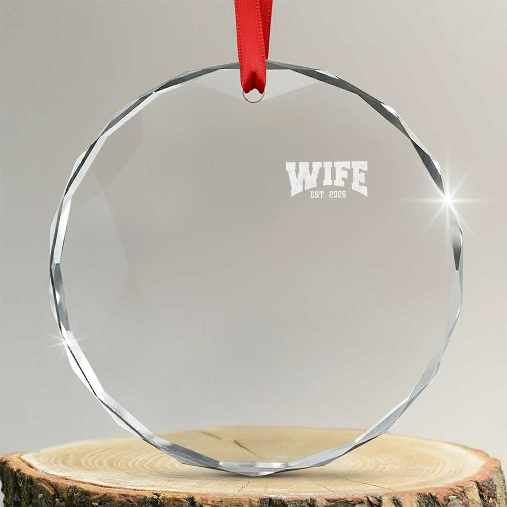 Wife Est 2026 Crystal Glass Ornament Just Married Couple Matching Wedding Honeymoon