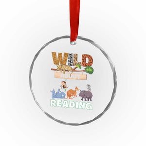 Wild About Reading Crystal Glass Ornament Cute Animal Book Lover Kids Teachers TS10 Print Your Wear