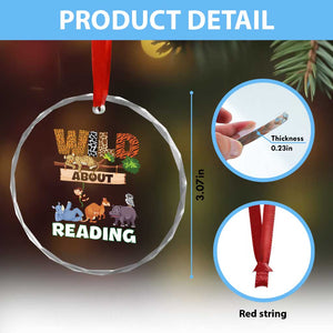 Wild About Reading Crystal Glass Ornament Cute Animal Book Lover Kids Teachers TS10 Print Your Wear