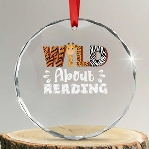 Wild About Reading Crystal Glass Ornament Cute Animal Print Reading Lover Kids Teachers TS10 Transparent Glass 3'' Circle Print Your Wear