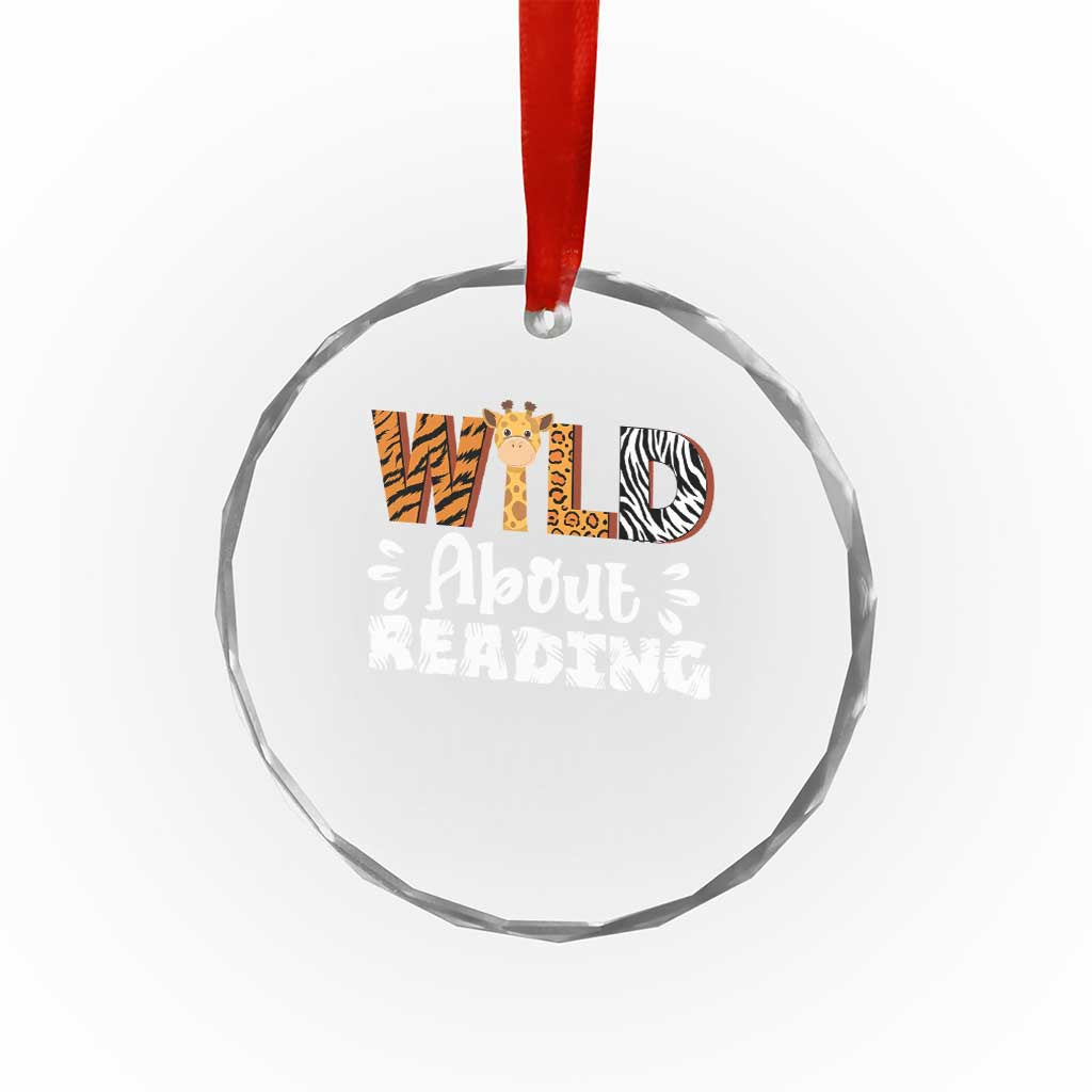 Wild About Reading Crystal Glass Ornament Cute Animal Print Reading Lover Kids Teachers TS10 Print Your Wear