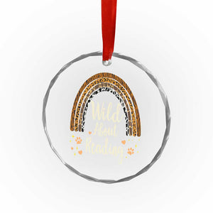 Wild About Reading Crystal Glass Ornament Teacher Student Back to School Retro Rainbow TS02 Print Your Wear