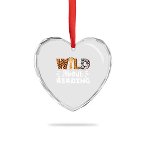 Wild About Reading Heart Crystal Glass Ornament Cute Animal Print Reading Lover Kids Teachers TS10 Print Your Wear