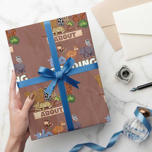Wild About Reading Wrapping Paper Roll Cute Animal Book Lover Kids Teachers TS10 Mocha Print Your Wear