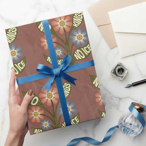 Wildflower Freedom Protest Wrapping Paper Roll No Kings No Wars No Ice TS12 Mocha Print Your Wear
