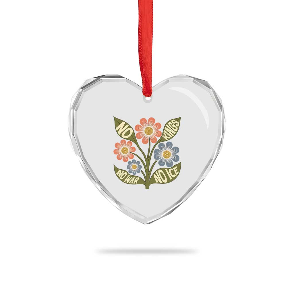 Wildflower Freedom Protest Heart Crystal Glass Ornament No Kings No Wars No Ice TS12 Print Your Wear