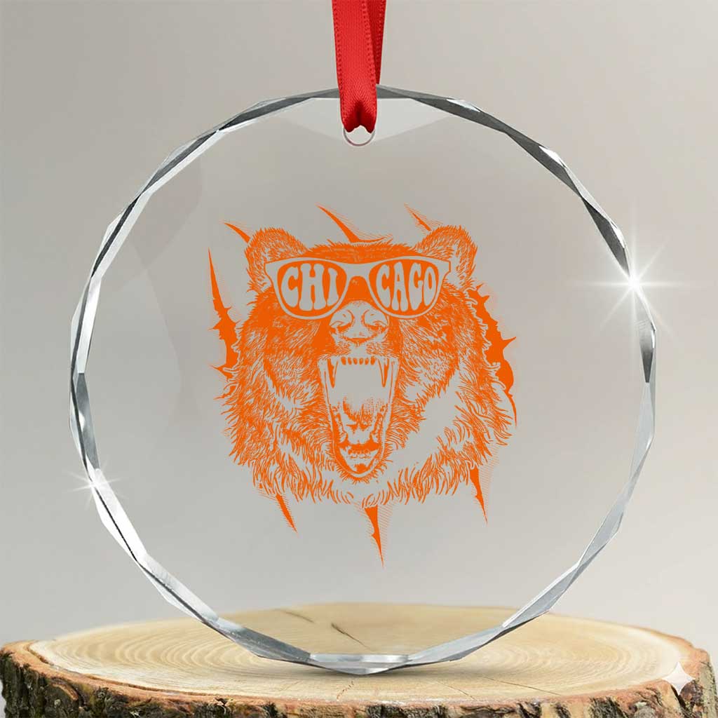 Wildlife Grizzly Bear Chicago Lover Crystal Glass Ornament TS11 Transparent Glass 3'' Circle Print Your Wear