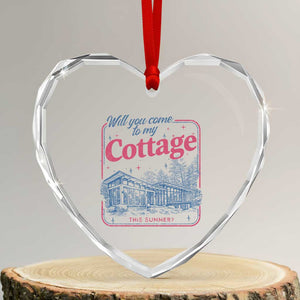 Will You Come To My Cottage This Summer Heart Crystal Glass Ornament LGBT Romance Hockey Fan TS10 Transparent Glass 3'' Heart Print Your Wear