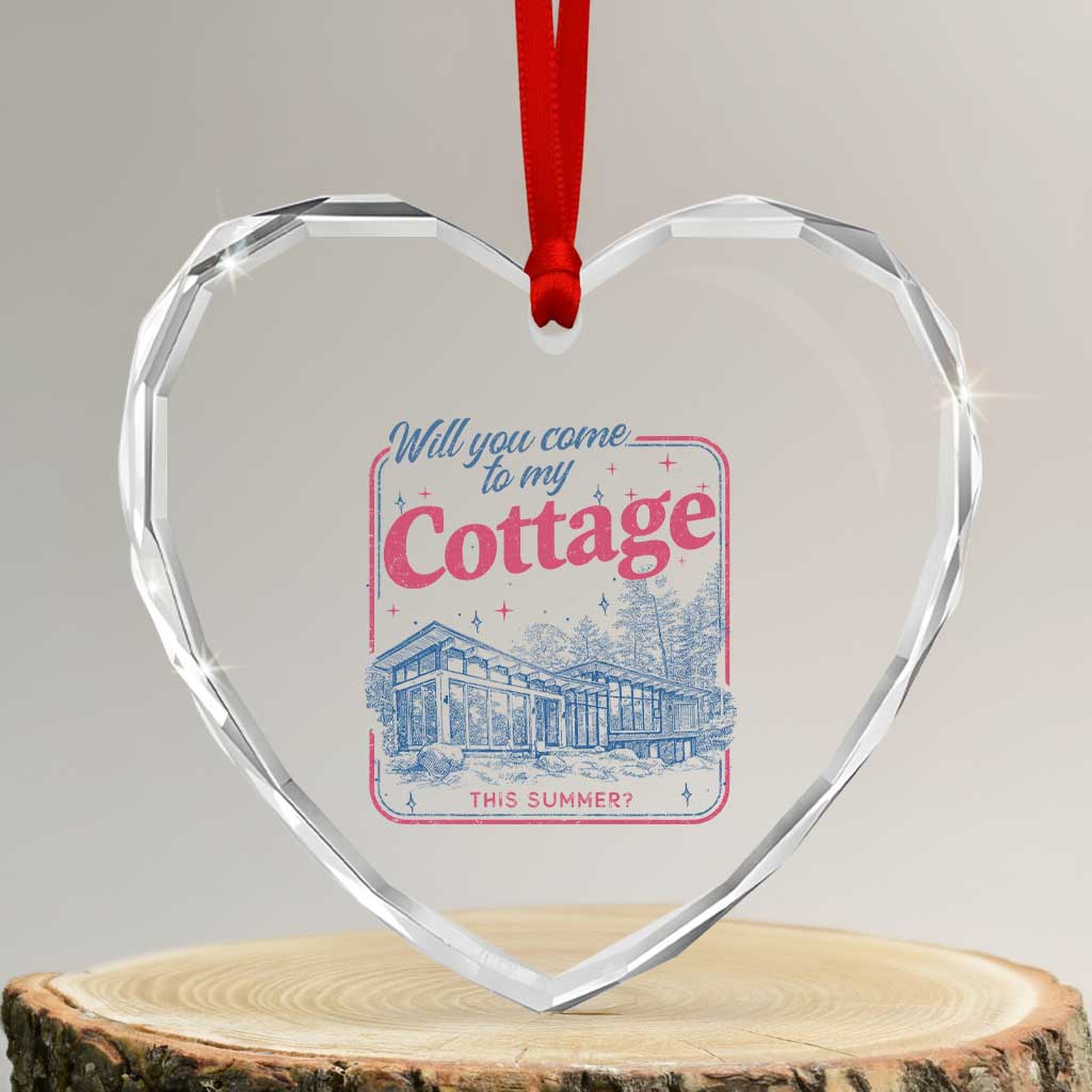 Will You Come To My Cottage This Summer Heart Crystal Glass Ornament LGBT Romance Hockey Fan TS10 Transparent Glass 3'' Heart Print Your Wear