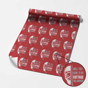 Will You Come To My Cottage This Summer Wrapping Paper Roll Retro LGBT Romance Hockey Fan TS10 Red Print Your Wear