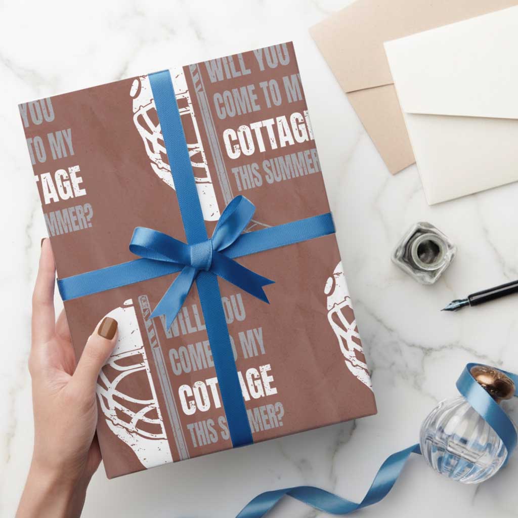 Will You Come To My Cottage This Summer Wrapping Paper Roll Retro LGBT Romance Hockey Fan TS10 Mocha Print Your Wear