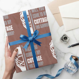 Will You Come To My Cottage This Summer Wrapping Paper Roll Retro LGBT Romance Hockey Fan TS10 Mocha Print Your Wear